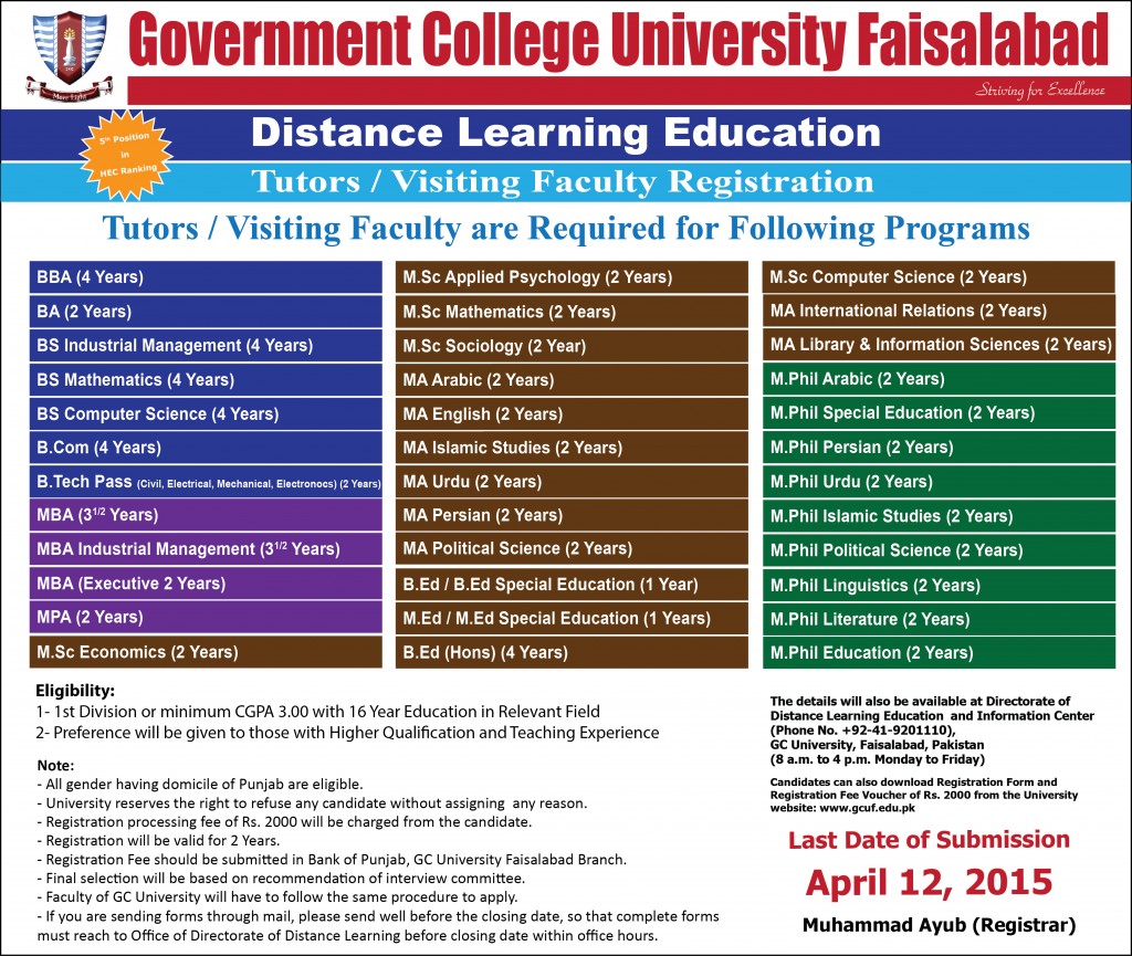Distance Learning Add 11 Tutor Registration